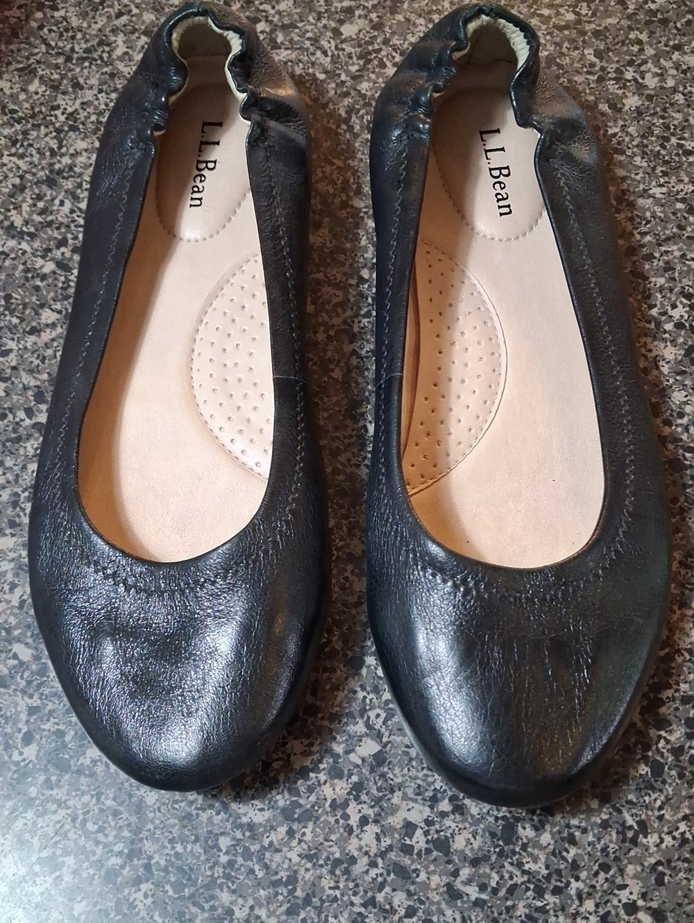 L.L. Bean Black Leather Ballet Flats Size 7 M